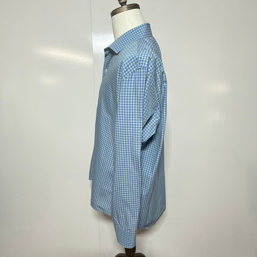 Ledbury Shirt Mens XXL Blue Green Gingham Plaid Slim Fit Long Sleeve Button Up - Picture 6 of 9